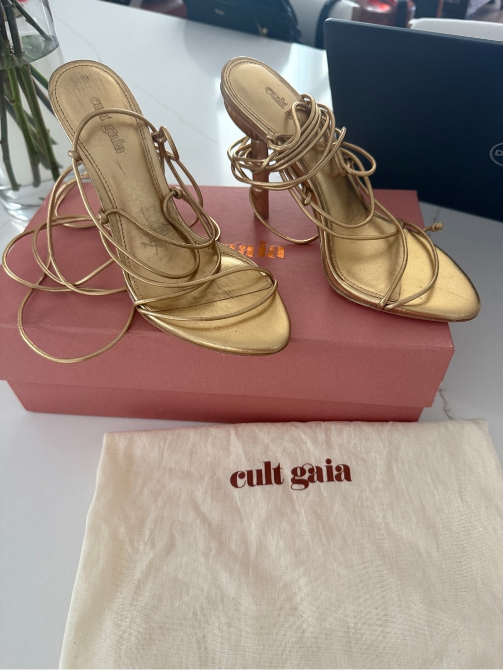 Cult Gaia Solelil Gold Sandal
